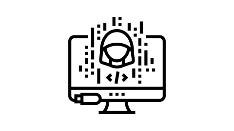 Hacked software line icon animation Stock Footage 224318237