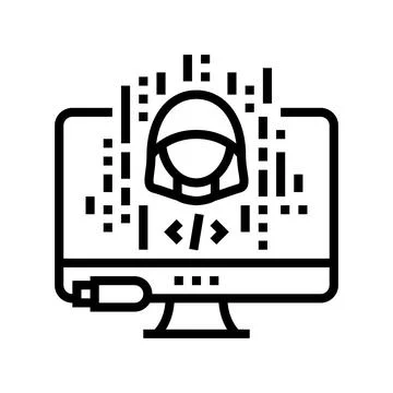 Hacked software line icon vector illustration 스톡 일러스트