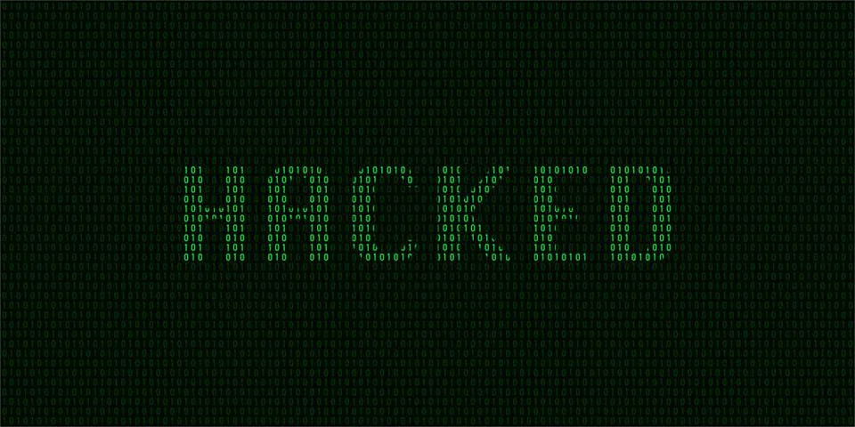 Hacked System Concept Vector Hacked system concept with binary code in vec... Stock Photos