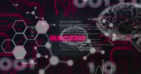 Hacked text and microprocessor connections against medical data processing on Vídeo Stock 196888421