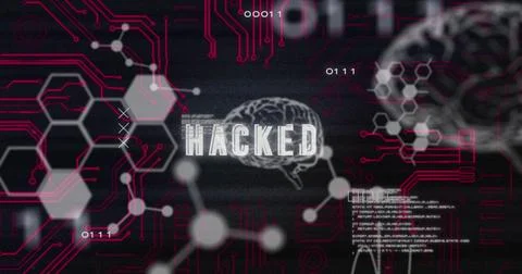 Hacked text and microprocessor connections against medical data processing on 스톡 사진