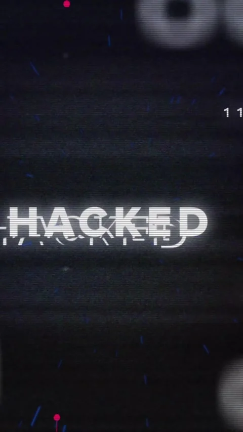 Hacked text animation over binary code and glitch effects on dark background Stock Footage 319976231