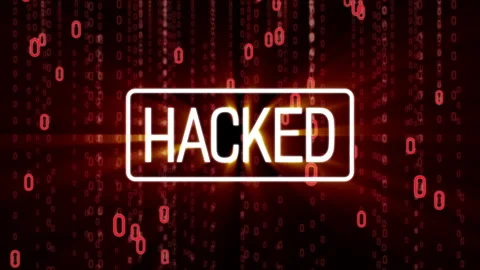 Hacked text on binary matrix background Stock Footage 295630739