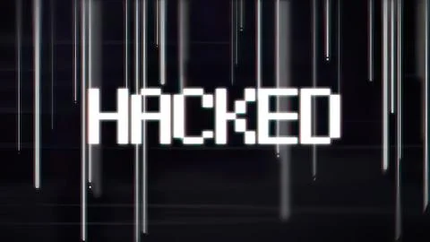 Hacked text with digital lines and glitch effect Stock Illustration