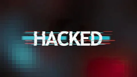 Hacked text with glitch effect on dark background Stock Illustration