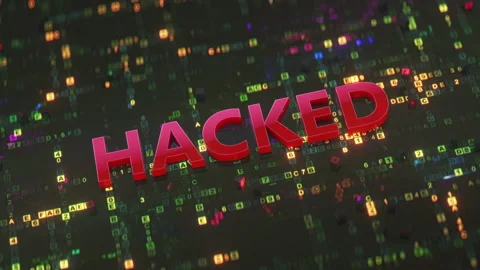 Hacked warning and damaged digital code seamless loop 3D render animation Stock Footage 165212272