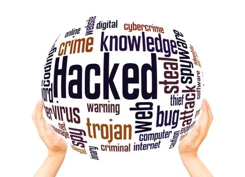 Hacked word cloud sphere concept Stock Illustration