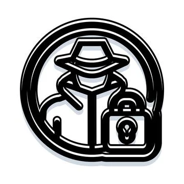 Hacker accessing data with privacy lock icon Stock Illustration