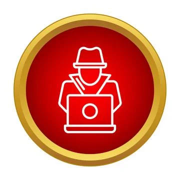 Hacker accessing personal data using laptop icon Stock Illustration