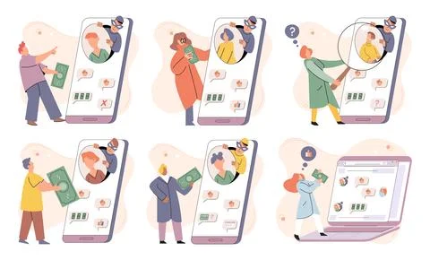 Hacker activity big set. Hacking computer. Phishing account, cyber attack on Stockillustratie