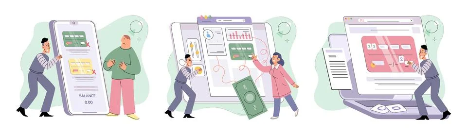 Hacker activity big set. Hacking computer. Phishing account, cyber attack on Stock Illustration