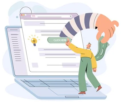 Hacker activity big set. Hacking computer. Phishing account, cyber attack on Illustrazione stock