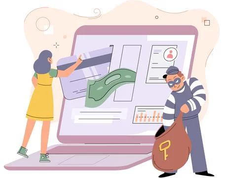 Hacker activity big set. Hacking computer. Phishing account, cyber attack on Stock Illustration