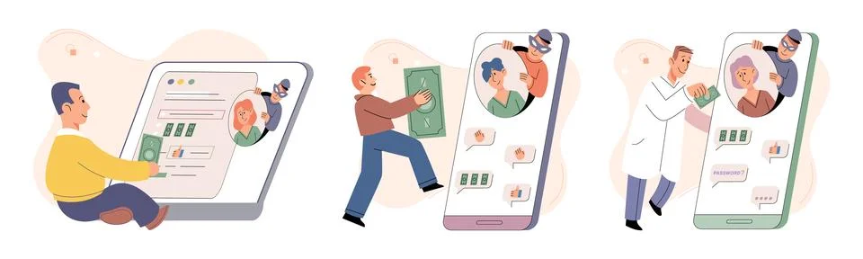 Hacker activity. Hacking computer. Phishing account, steal data, cyber attack Stockillustratie