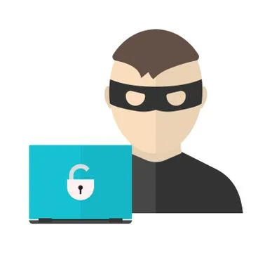 Hacker activity vector illustration in flat design style. Computer hacking 스톡 일러스트
