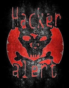 Hacker alert with skull Stock Illustration