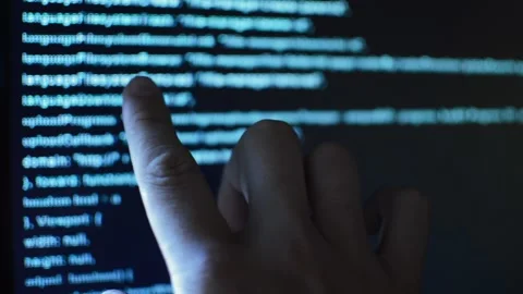 Hacker analyzing code program for software Stock Footage 199020664