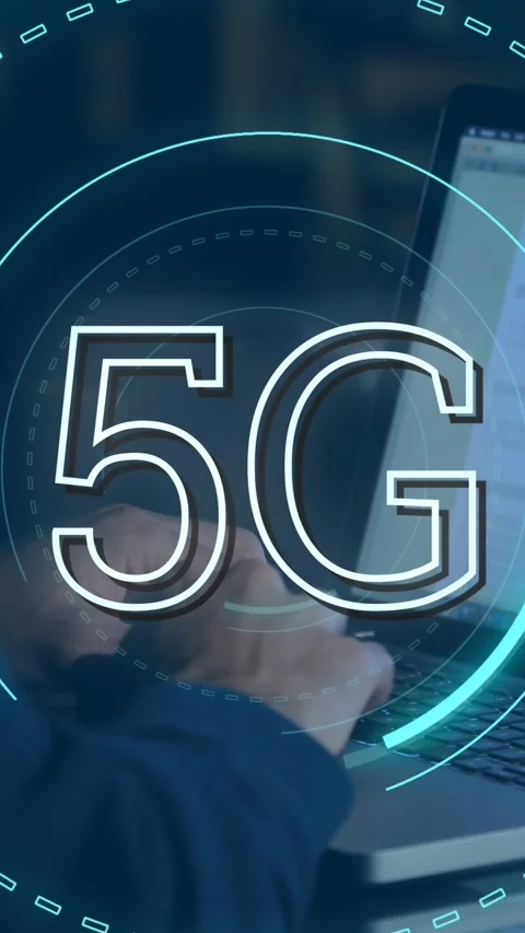 Hacker and 5G written in the middle of a futuristic circles 4k Stock Footage 324785764