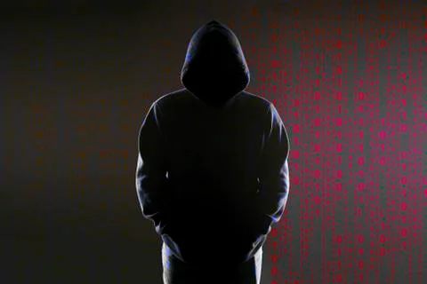 Hacker and binary code Stockfoto's