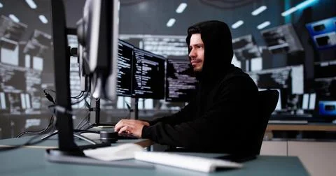 Hacker And Computer Data Breach 스톡 사진