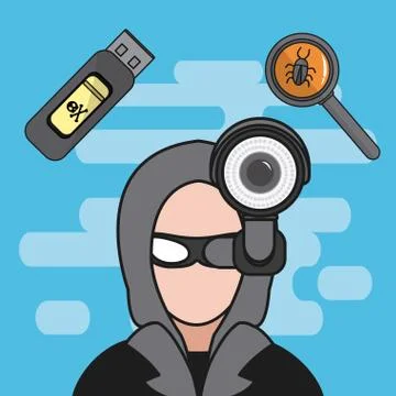 Hacker and cyber security Stock Illustration