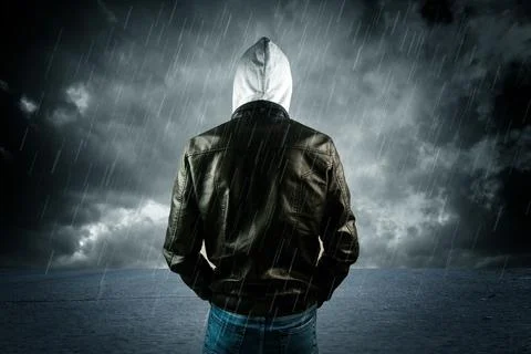 Hacker and rain . Computer security concept Stock Photos