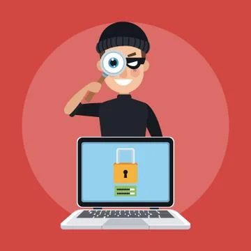 Hacker and security system Stock Illustration