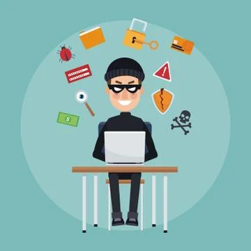 Hacker and security system Illustrazione stock