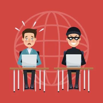 Hacker and security system Stock-Illustration