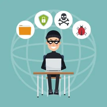 Hacker and security system Illustrazione stock