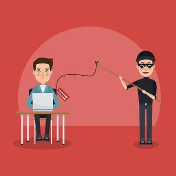 Hacker and security system Stock Illustration