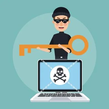 Hacker and security system Illustrazione stock