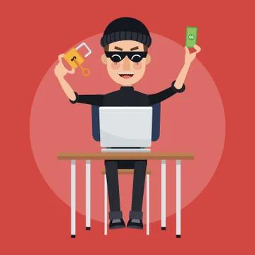 Hacker and security system Stock Illustration