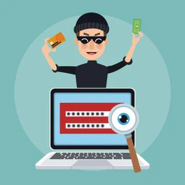 Hacker and security system Stock Illustration