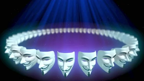 Hacker anonymous face mask loop animation background Video stock 151875134