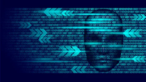 Hacker artificial intelligence robot danger dark face. Cyborg binary code head Stock Illustration