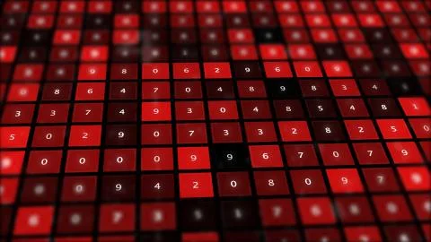 Hacker attack and data breach numbers display. Illustrazione stock