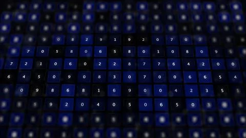 Hacker attack and data breach numbers display. イラスト素材