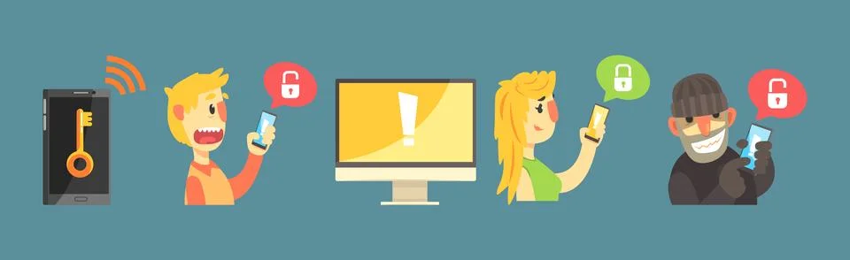 Hacker Attack and Internet Fraud Element and Item Vector Set Stock-Illustration
