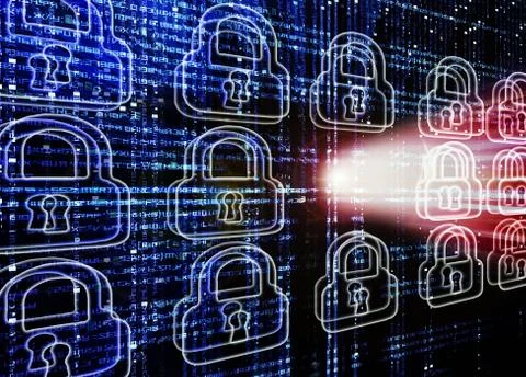 Hacker attack background with lock Stock Illustration