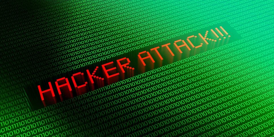 Hacker attack - binary code concept - 3D illustration Stockillustratie