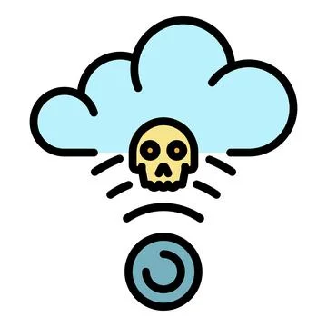 Hacker attack on the cloud icon color outline vector Stock Illustration