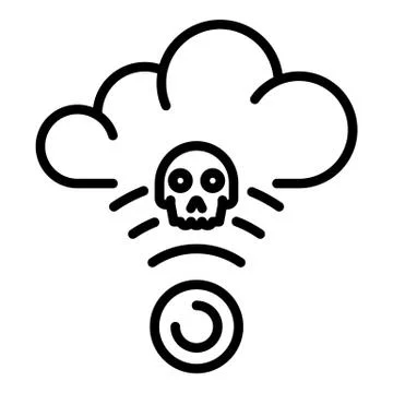 Hacker attack on the cloud icon, outline style Stock Illustration