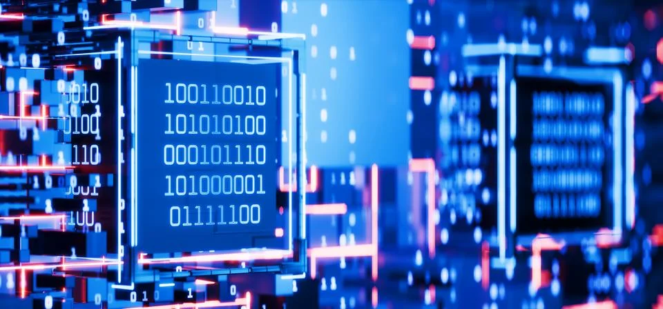 Hacker attack. Computer code. Blockchain. Artificial Intelligence. Big data.. Stock Illustration