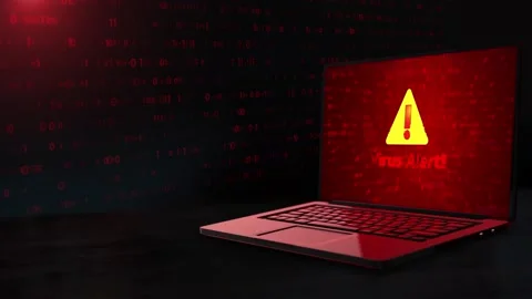 Hacker attack computer screen with programming code and an alert message Loop Stock Footage 183413889