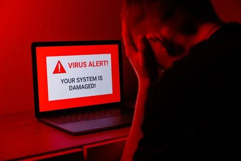 Hacker attack on Computer. Warning text on PC You have been hacked Stock Photos