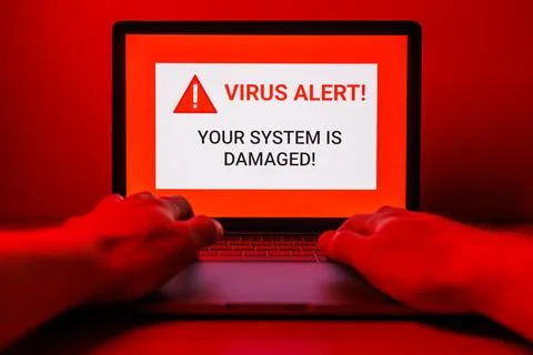 Hacker attack on Computer. Warning text on PC You have been hacked Stock Photos