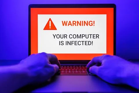 Hacker attack on Computer. Warning text on PC You have been hacked Stock Photos