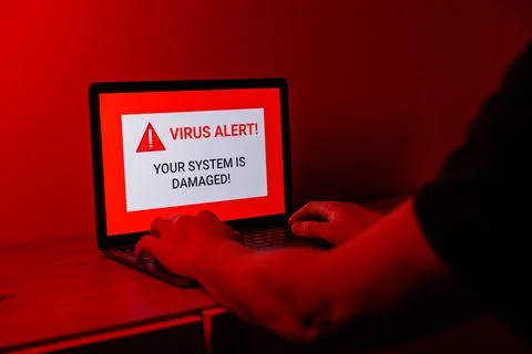 Hacker attack on Computer. Warning text on PC You have been hacked Stock Photos