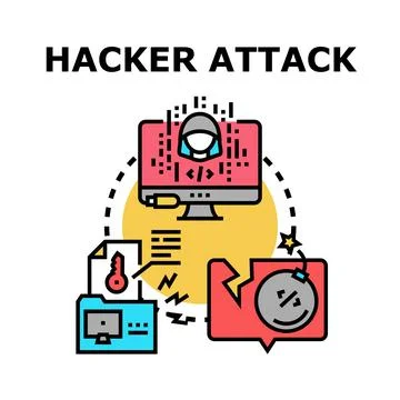 Hacker attack concept for cyber security threat Illustration